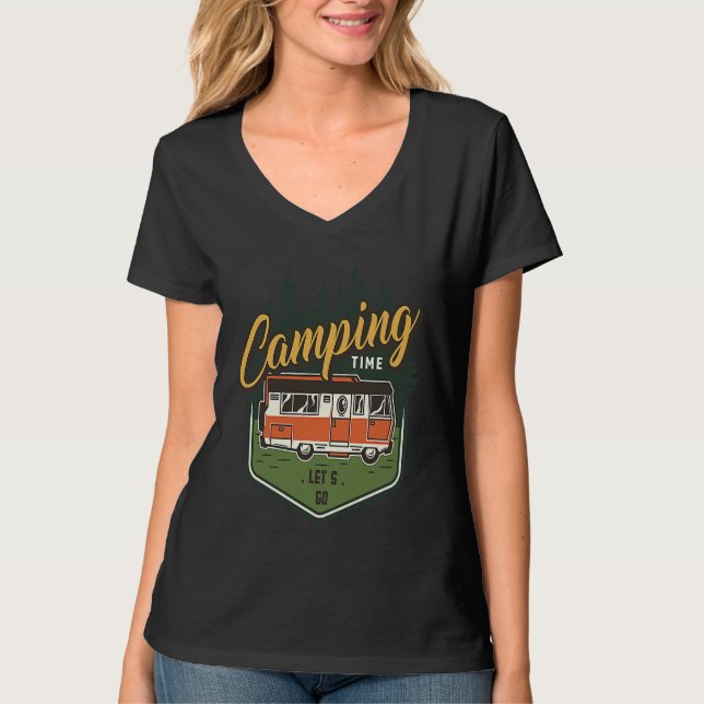 Camping Time Let's Go Forest Green Car Summer T-Shirt (Vorderseite)