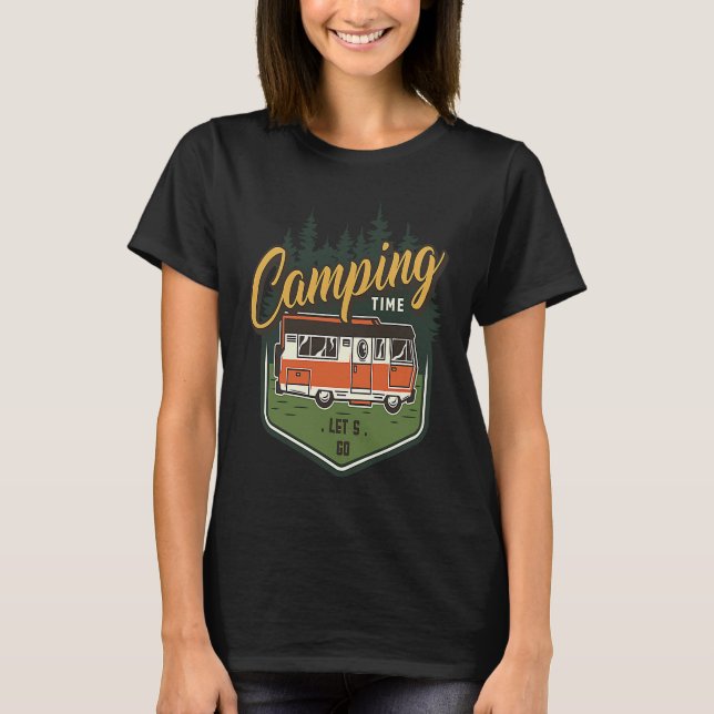 Camping Time Let's Go Forest Green Car Summer T-Shirt (Vorderseite)