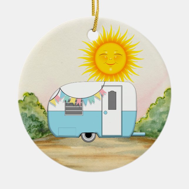 Camping Trailer Keramikornament (Vorne)