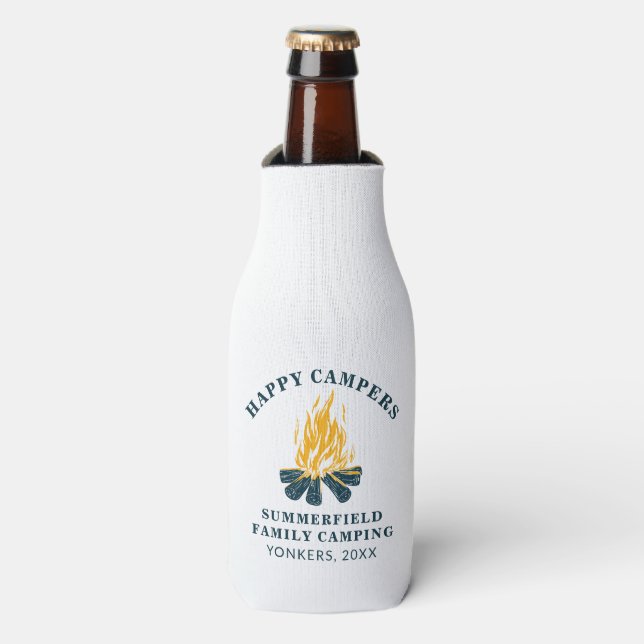 Camping Trip Family Passend Happy Campers Custom Flaschenkühler (Flaschenvorderseite)
