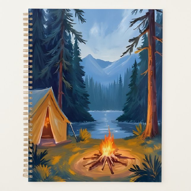 Camping Trip Forest Campfire Tent Watercolor Planer (Vorderseite)