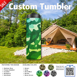 Camping Tumbler ADD INITIAL Camouflage Kids Teen Thermosbecher