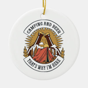 Camping und Bier Keramik Ornament