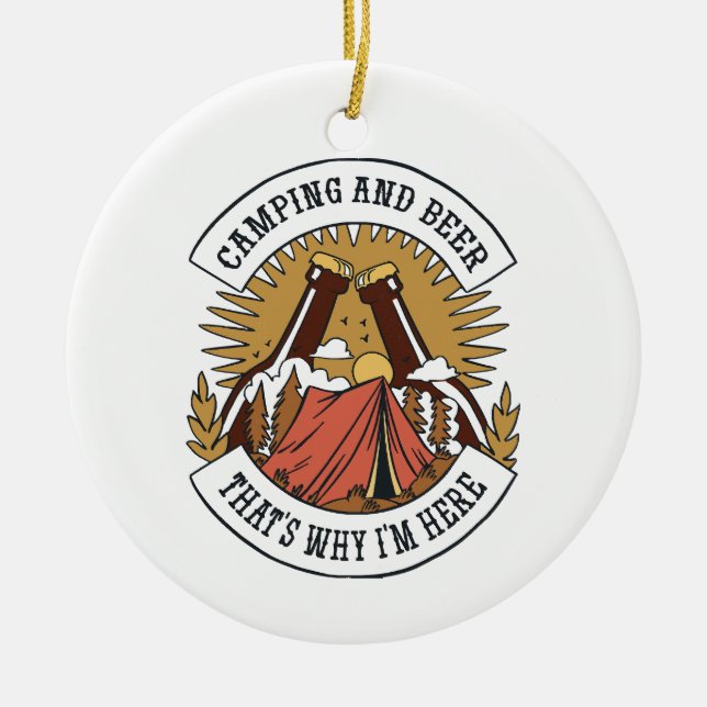Camping und Bier Keramik Ornament (Vorne)