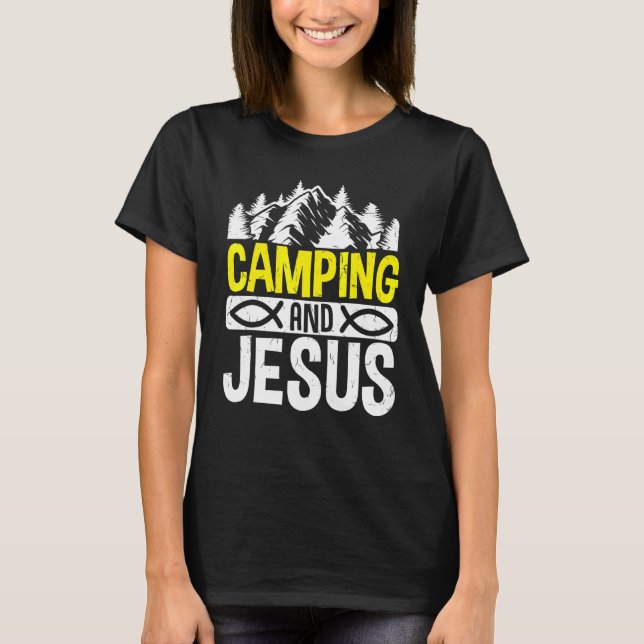Camping und Jesus T-Shirt (Vorderseite)
