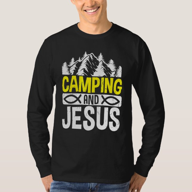 Camping und Jesus T-Shirt (Vorderseite)