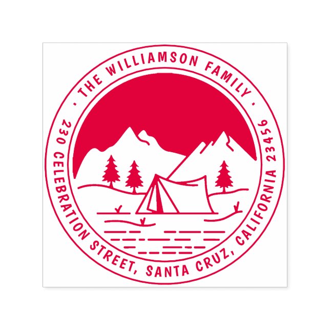 Camping und Pinien Rücksendeadresse Permastempel (Design)