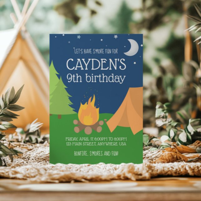 Camping und S'mores zum Geburtstag einladen Einladung (Von Creator hochgeladen)