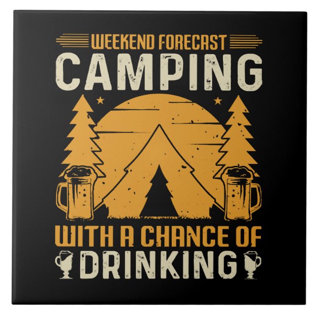 Camping und Trinken Fliese (Vorderseite)