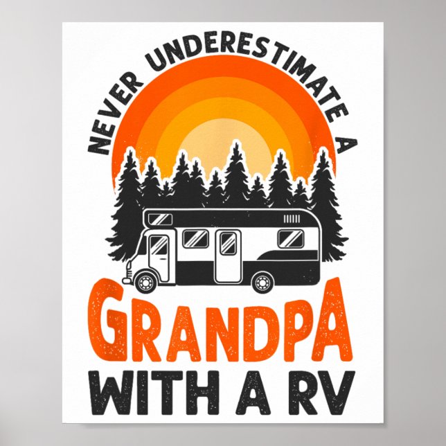 Camping Unterschätze Opa Rv Wohnmobil F Poster (Vorne)