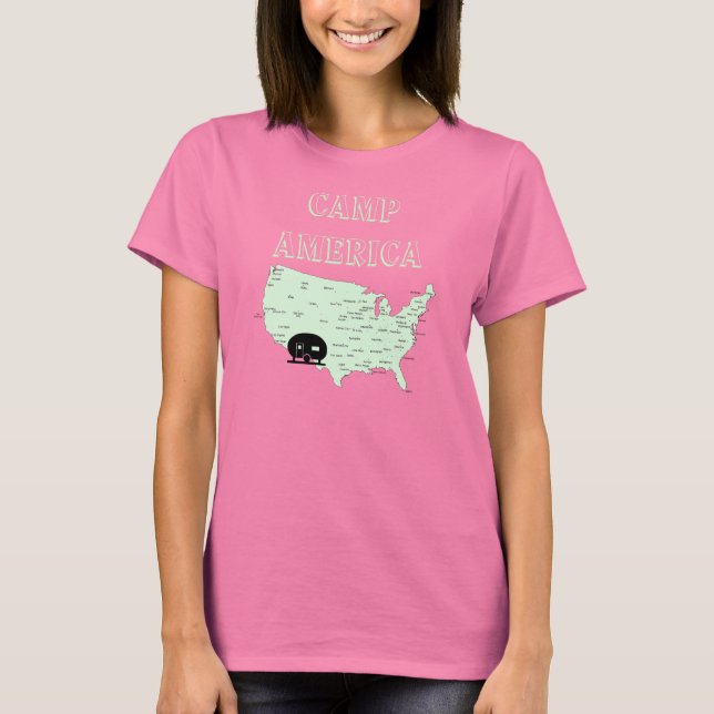 Camping USA Map RVing Camp America T - Shirt (Vorderseite)