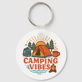 Camping Vibes Metal Circle Keychain Schlüsselanhänger