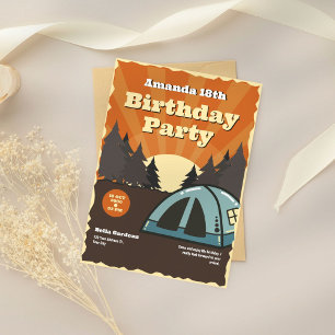 Camping vintage Anniversaire Fête Invitation