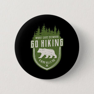 Camping Vintage Geh Wandern Spaß Sommer Bergsteige Button
