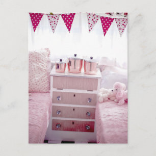 Camping vintage Intérieur Chambre Rose Cartes post