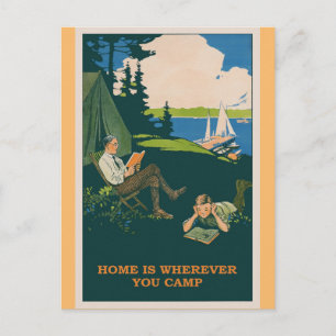 Camping Vintage-Reiseposter Postkarte