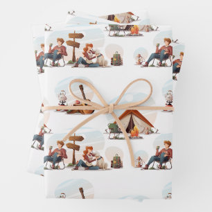 Camping-, Wander- und Naturliebhaber  Geschenkpapier Set