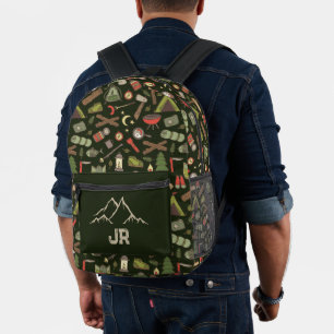 Camping WanderCampingplatz Gemustert Monogramm Bedruckter Rucksack