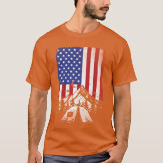 Camping-Wanderliebhaber Amerikanische Flagge für M T-Shirt