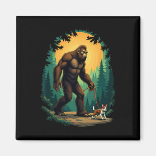 Camping Wandern Bigfoot Gehen mit Boston Terrier Magnet