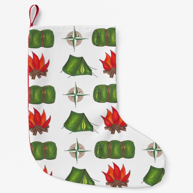 Camping Wandern Campfeuer Zelt Kompass Schlafsäcke Kleiner Weihnachtsstrumpf (Vorderseite)