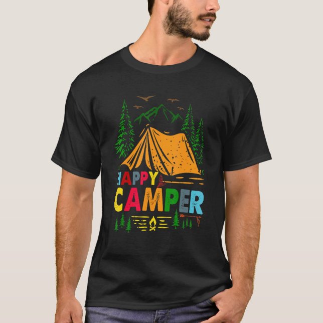 Camping Wandern Moderner Glückscamper T-Shirt (Vorderseite)
