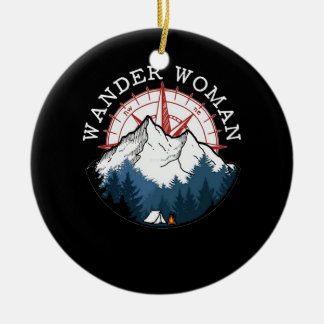Camping Wanderwander Frau Keramik Ornament