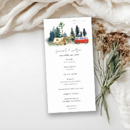 Camping Watercolor Pine Forest Wedding Programm