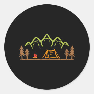 Camping Website Zelt Bäume Bergsee-Zauber Runder Aufkleber