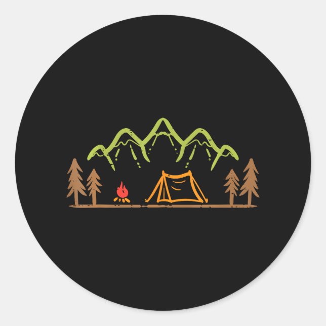 Camping Website Zelt Bäume Bergsee-Zauber Runder Aufkleber (Vorderseite)