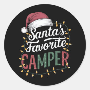 Camping Weihnachten Santas Lieblingscamper-Geschen Runder Aufkleber