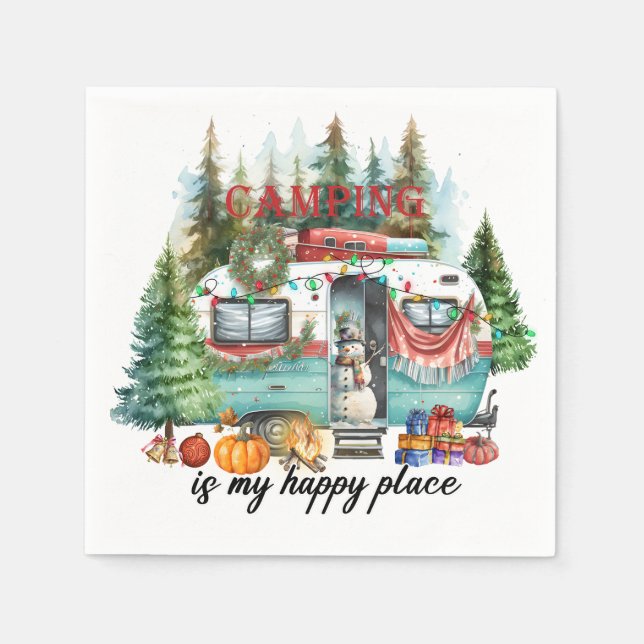 Camping Weihnachten Thema für Camper Serviette (Vorderseite)