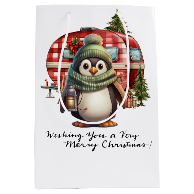 Camping Weihnachts Themencampingplatz Mittlere Geschenktüte (Vorderseite)