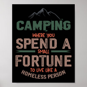Camping, wo Sie einen kleinen Glücksbringer verbri Poster