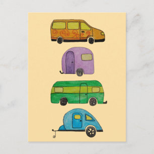 Camping-Wohnwagen Postkarte