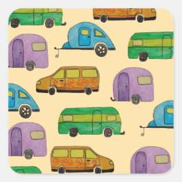 Camping-Wohnwagen Quadratischer Aufkleber