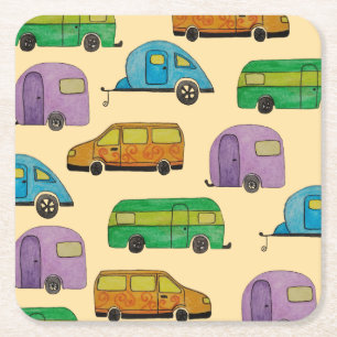 Camping-Wohnwagen Rechteckiger Pappuntersetzer
