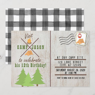 Camping Wood Flannel Karierte Postkarte Geburtstag