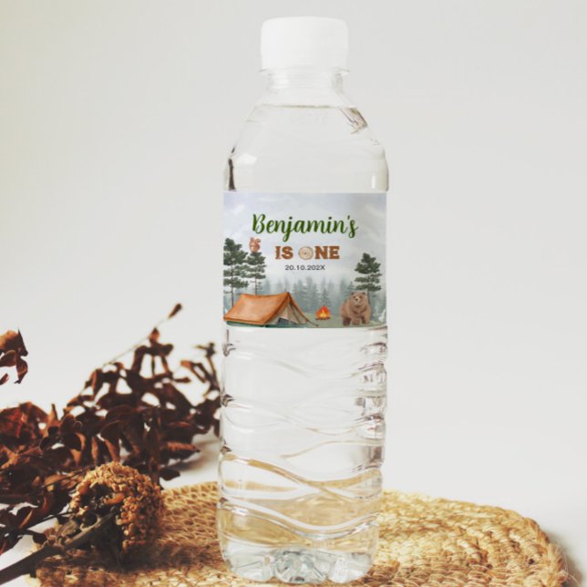 Camping Woodland Anniversaire Étiquette de bouteil (Créateur téléchargé)