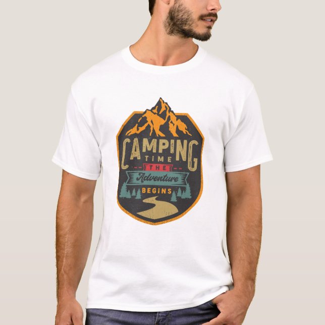 Camping Zeit Das Abenteuer beginnt T-Shirt (Vorderseite)