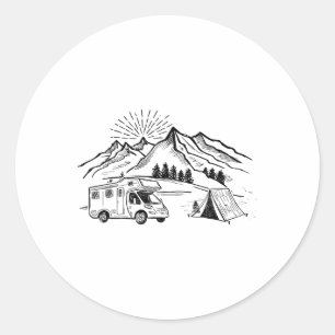 Camping-Zelt-Abenteuer und Lagerfeuer-Berg-H Runder Aufkleber