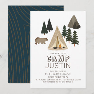 Camping Zelt Bären Boy Geburtstag Einladung