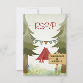 Camping Zelt Campfire Woodland Wedding RSVP Card