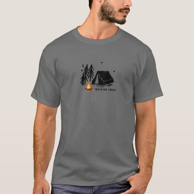 Camping Zelt Campingplatz Logs Holz Natur Pun Lo T-Shirt (Vorderseite)