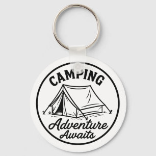 Camping Zelt-Kontur-Logo im Schwarzen Kreis Schlüsselanhänger