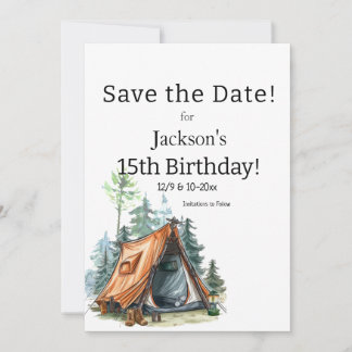 Camping Zelt, Szene Geburtstag Save the Date