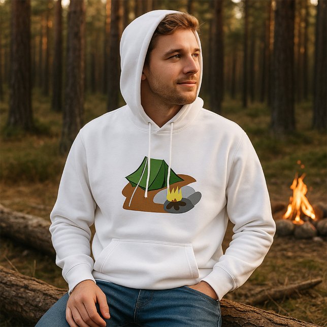 Camping Zelt und Campfire Abenteuer im Freien Hoodie (Von Creator hochgeladen)