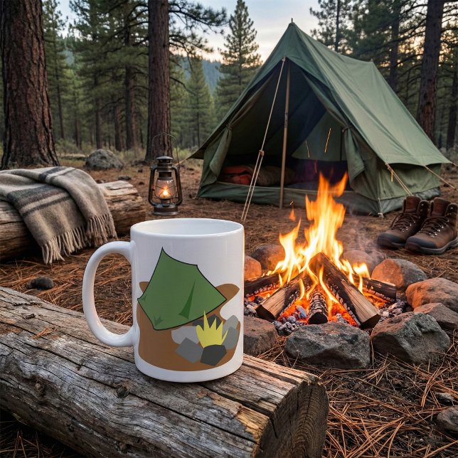 Camping Zelt und Campfire Abenteuer im Freien Kaffeetasse (Von Creator hochgeladen)