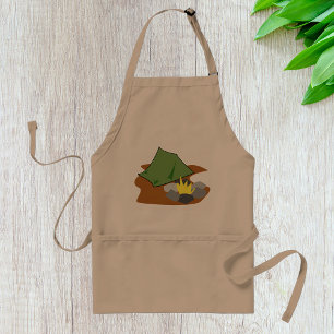 Camping Zelt und Campfire Abenteuer im Freien Schürze