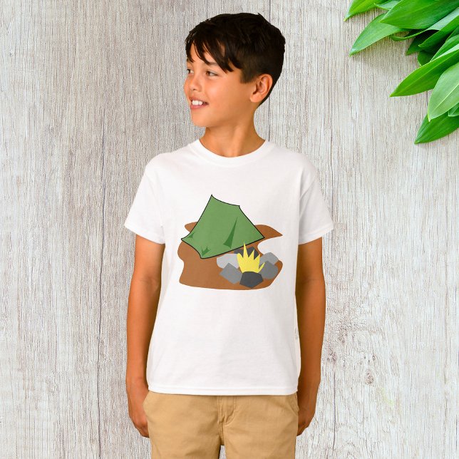 Camping Zelt und Campfire Abenteuer im Freien T-Shirt (Von Creator hochgeladen)